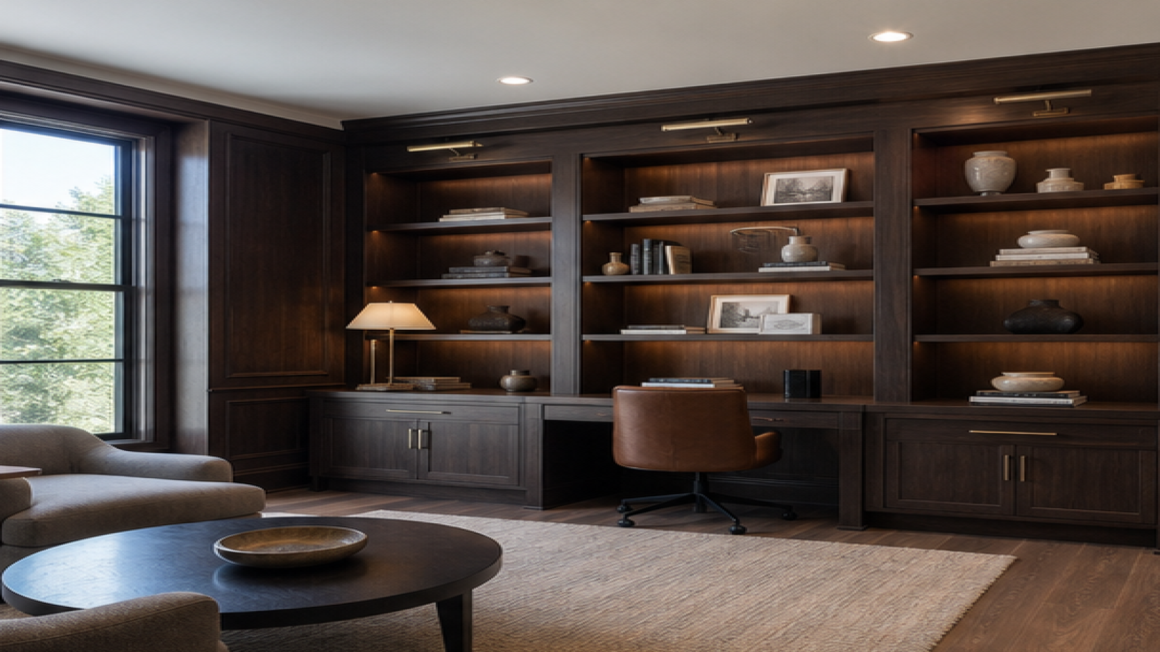 AI Remodel Design with dark wood cabinetry