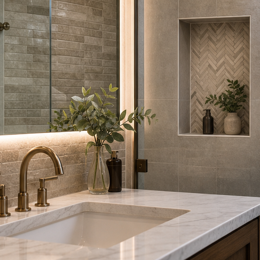 Bathroom Remodel Ideas planting and material detail