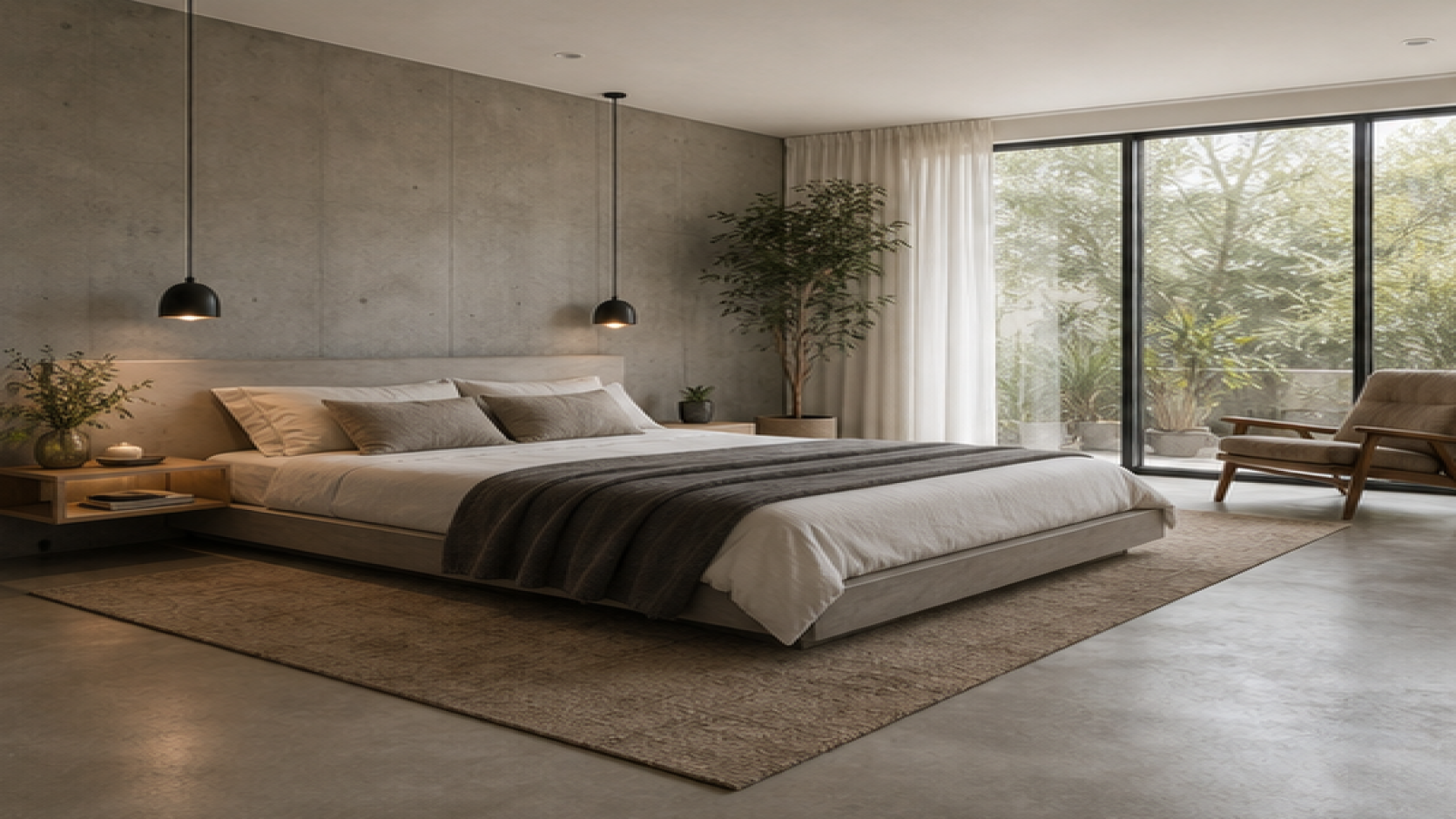 Bedroom Remodel Ideas with a natural concrete finish