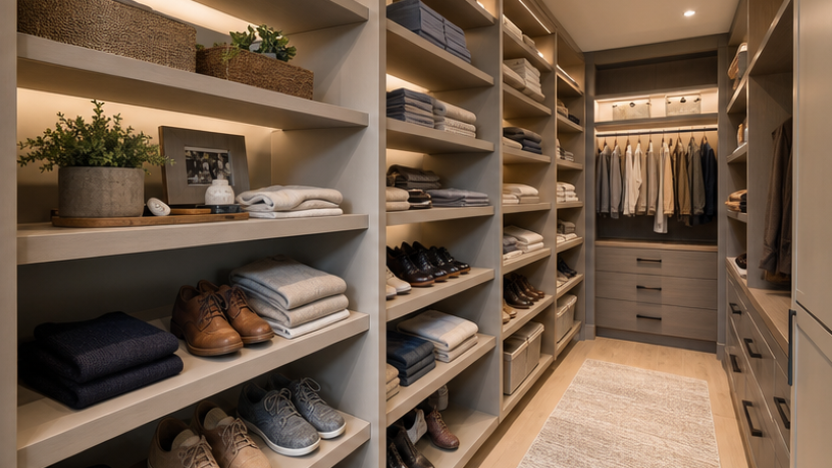 Closet Remodel Ideas with open shelving