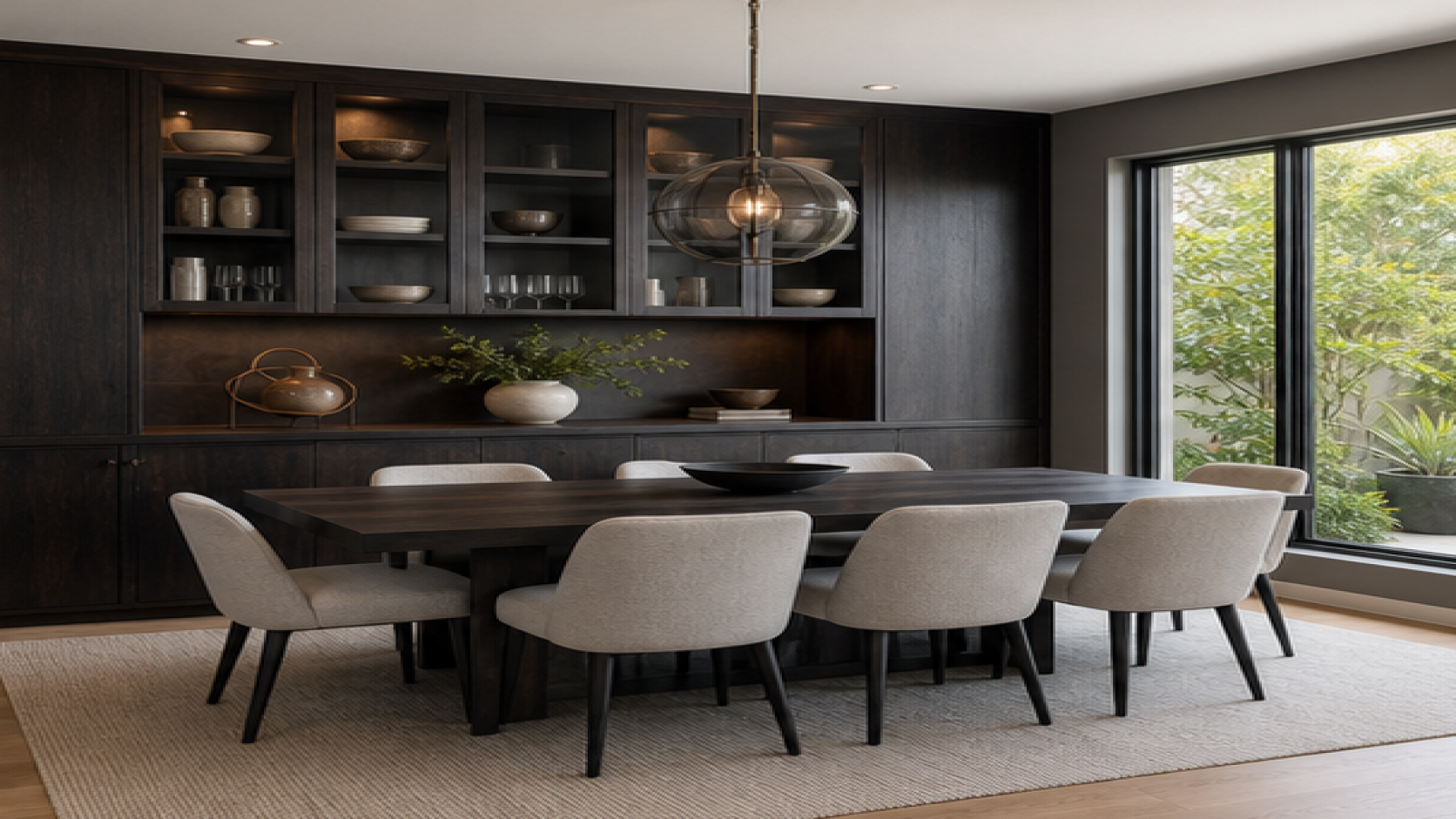 Dining Room Remodel Ideas with dark wood cabinetry