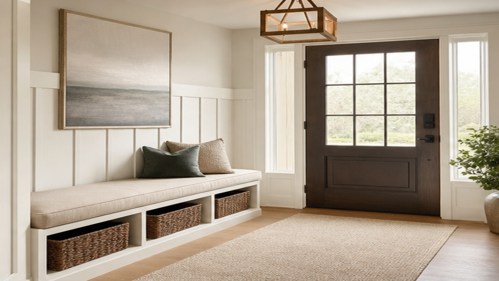 Entryway Remodel Ideas with a bench seat