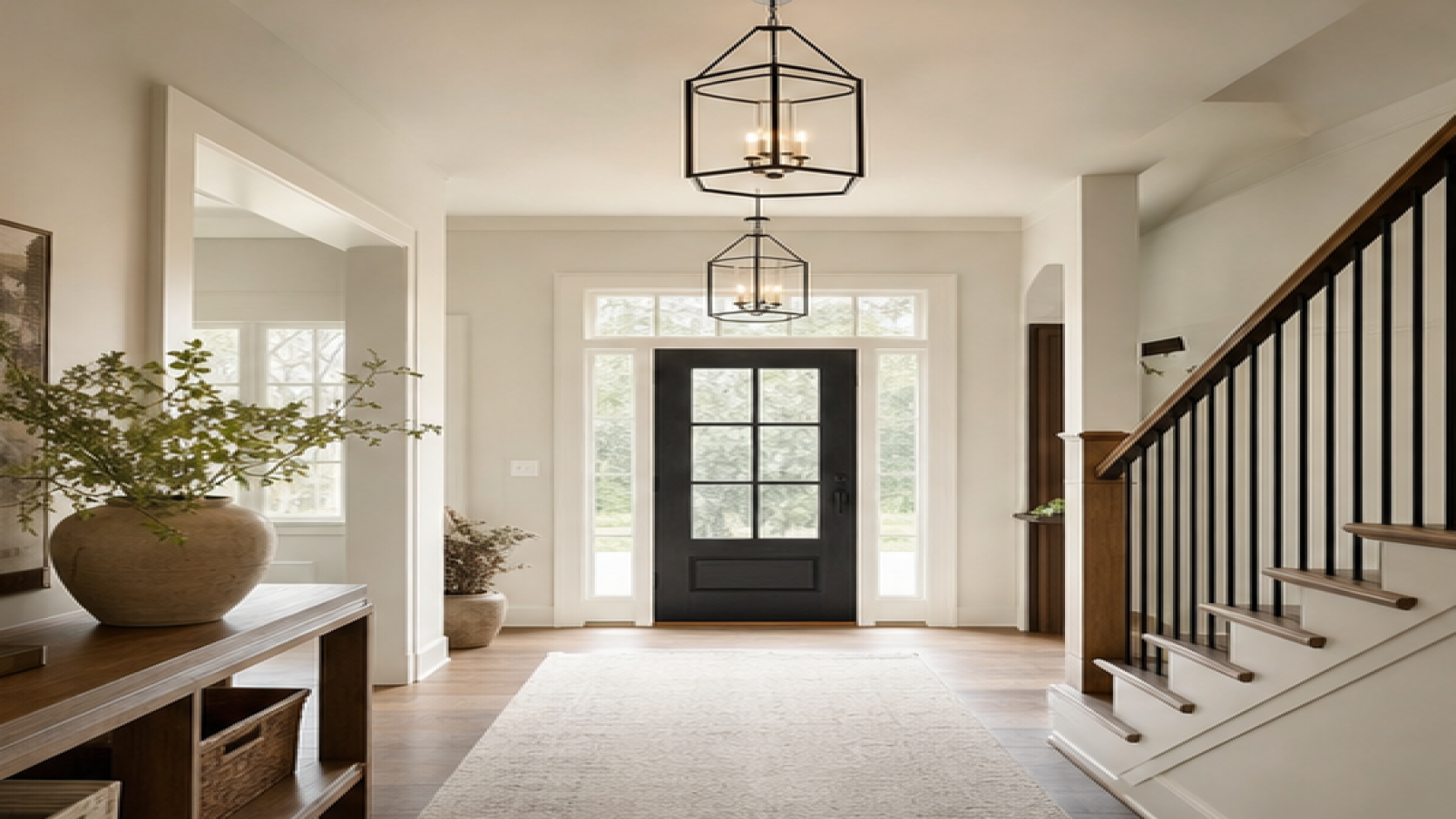 Entryway Remodel Ideas with pendant lighting