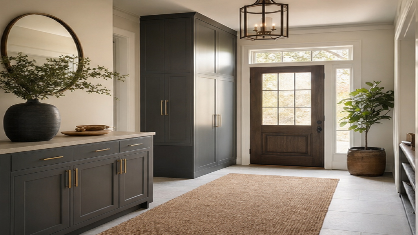 Entryway Remodel Ideas with storage cabinetry