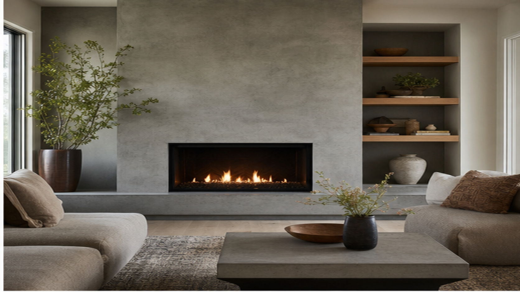 Fireplace Remodel Ideas with a natural concrete finish