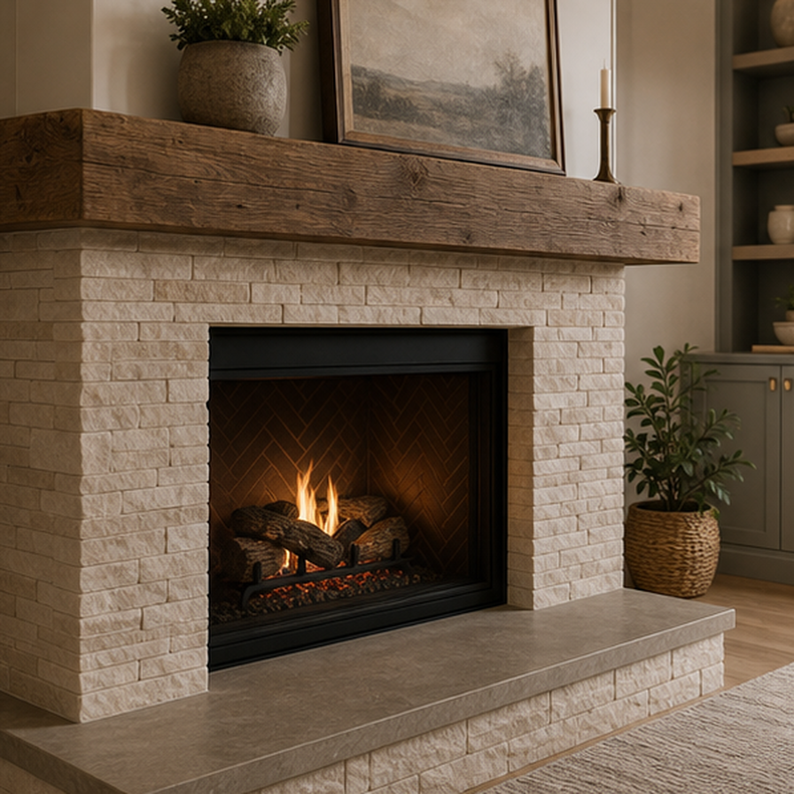 Fireplace Remodel Ideas planting and material detail