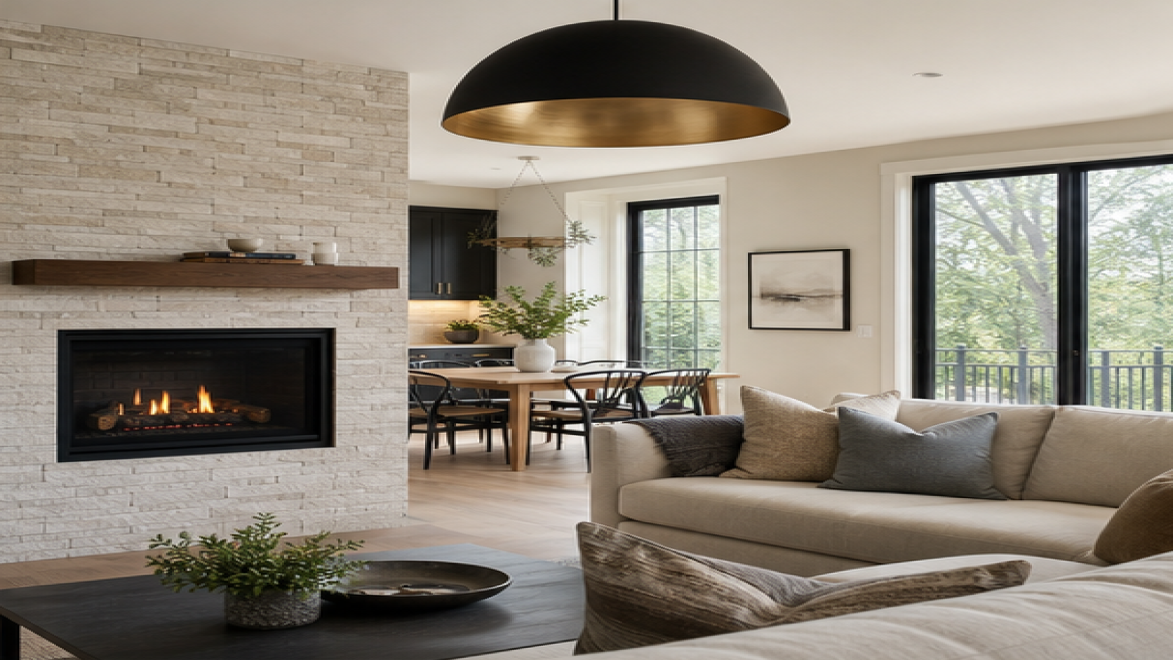 Fireplace Remodel Ideas with pendant lighting