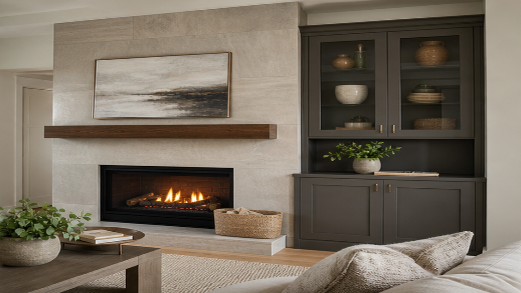 Fireplace Remodel Ideas with storage cabinetry