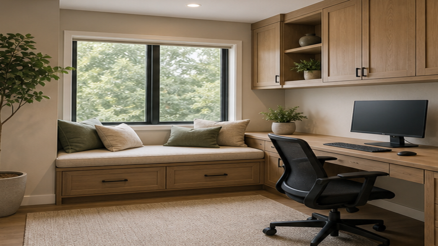 Home Office Remodel Ideas with a bench seat