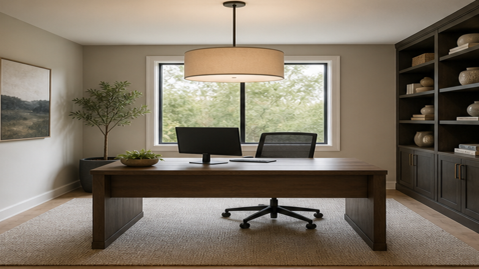 Home Office Remodel Ideas with pendant lighting