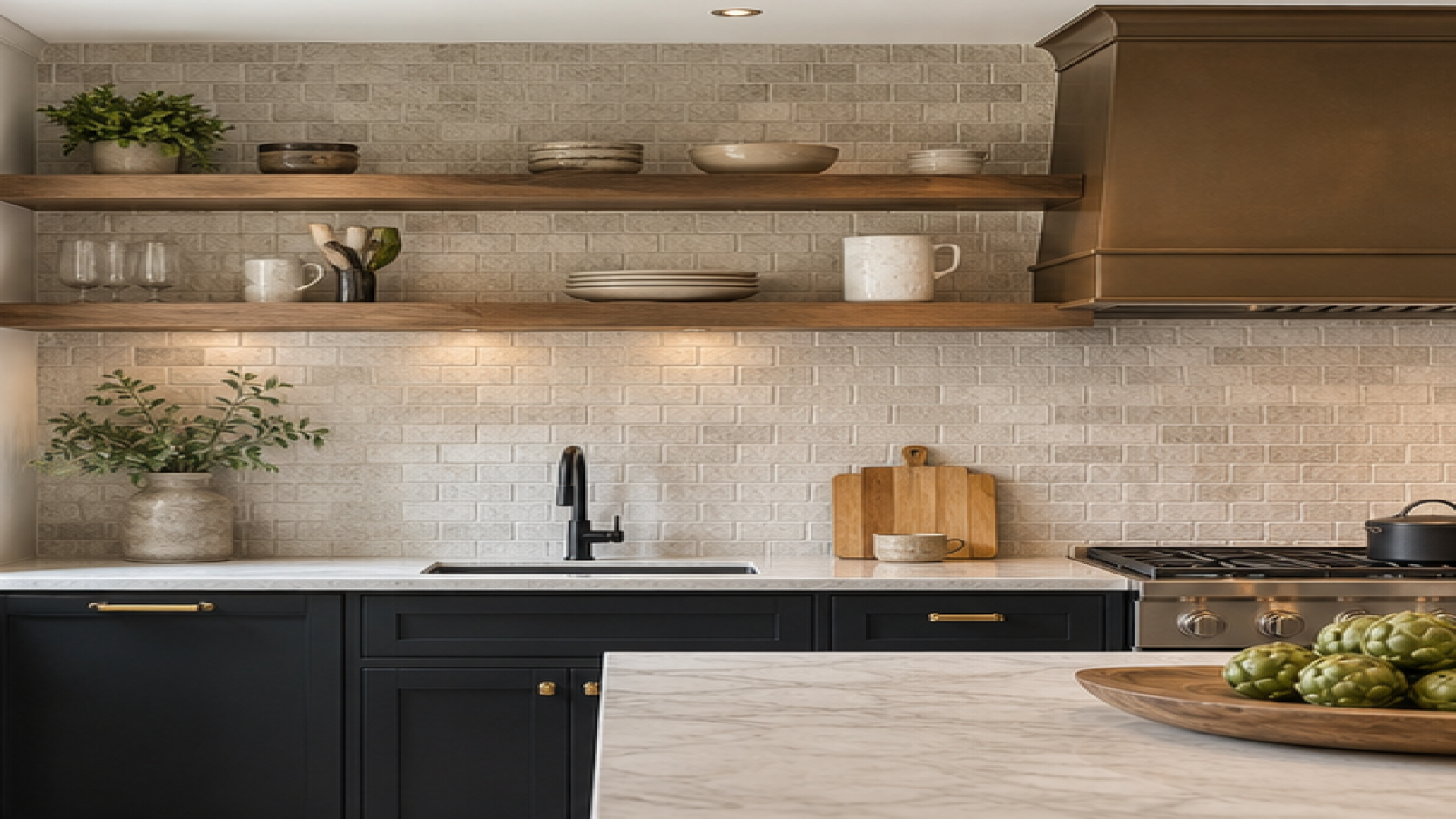 Kitchen Backsplash Ideas with open shelving