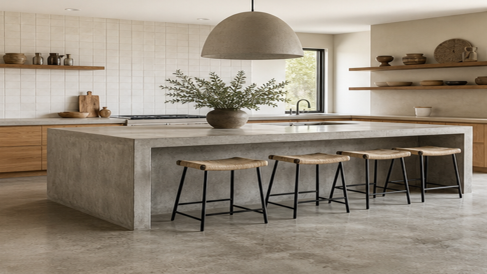 Kitchen Island Ideas with a natural concrete finish