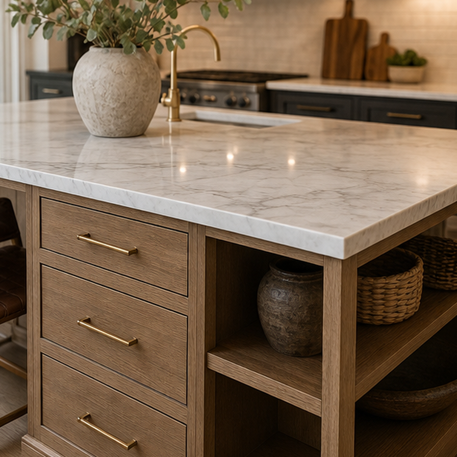 Kitchen Island Ideas planting and material detail