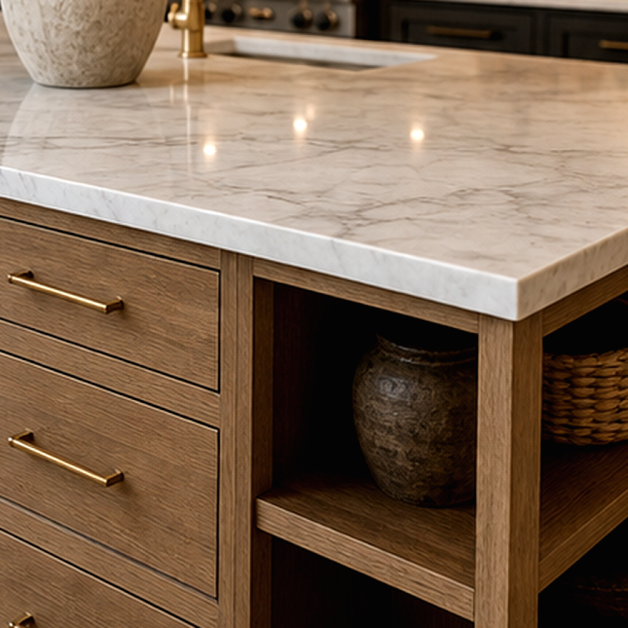 Kitchen Island Ideas materials and planting