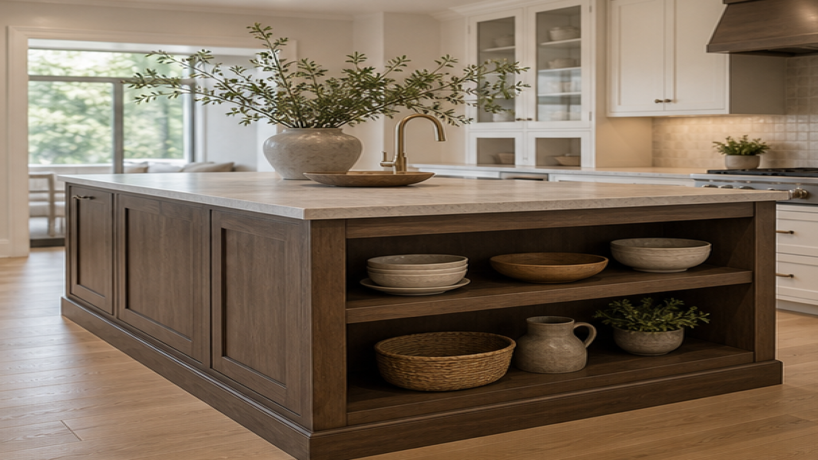 Kitchen Island Ideas with open shelving
