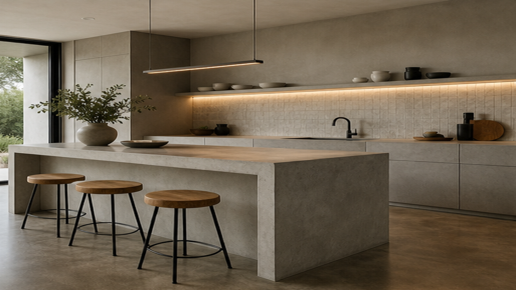 Kitchen Remodel Ideas with a natural concrete finish