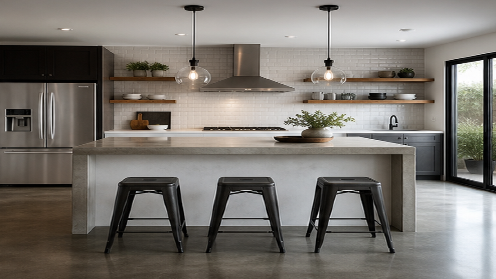 Kitchen Remodel Ideas with a treated concrete finish