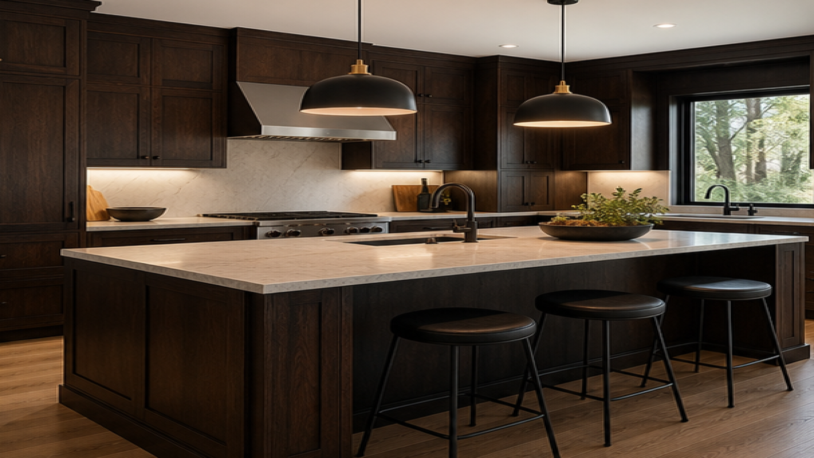 Kitchen Remodel Ideas with dark wood cabinetry