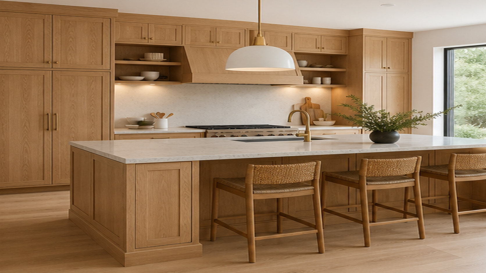 Kitchen Remodel Ideas with natural wood cabinetry