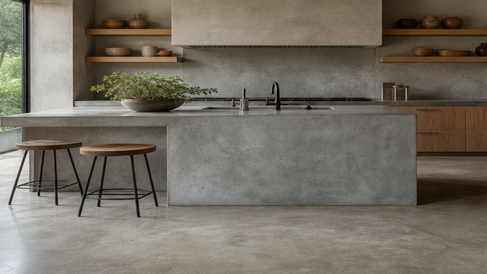 Kitchen Remodel Ideas with a natural concrete finish