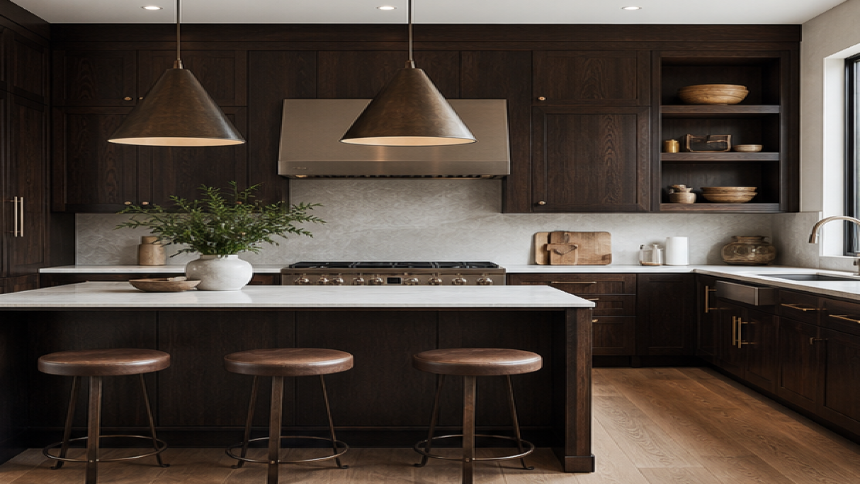 Kitchen Remodel Ideas with dark wood cabinetry