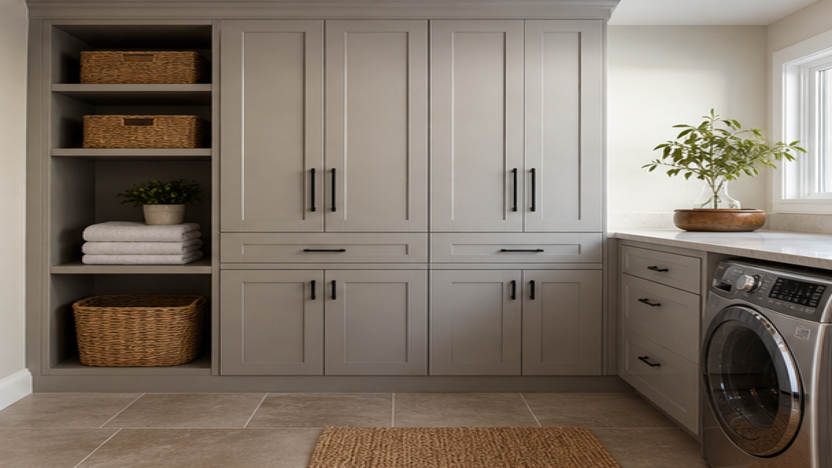 Laundry Room Remodel Ideas with storage cabinetry