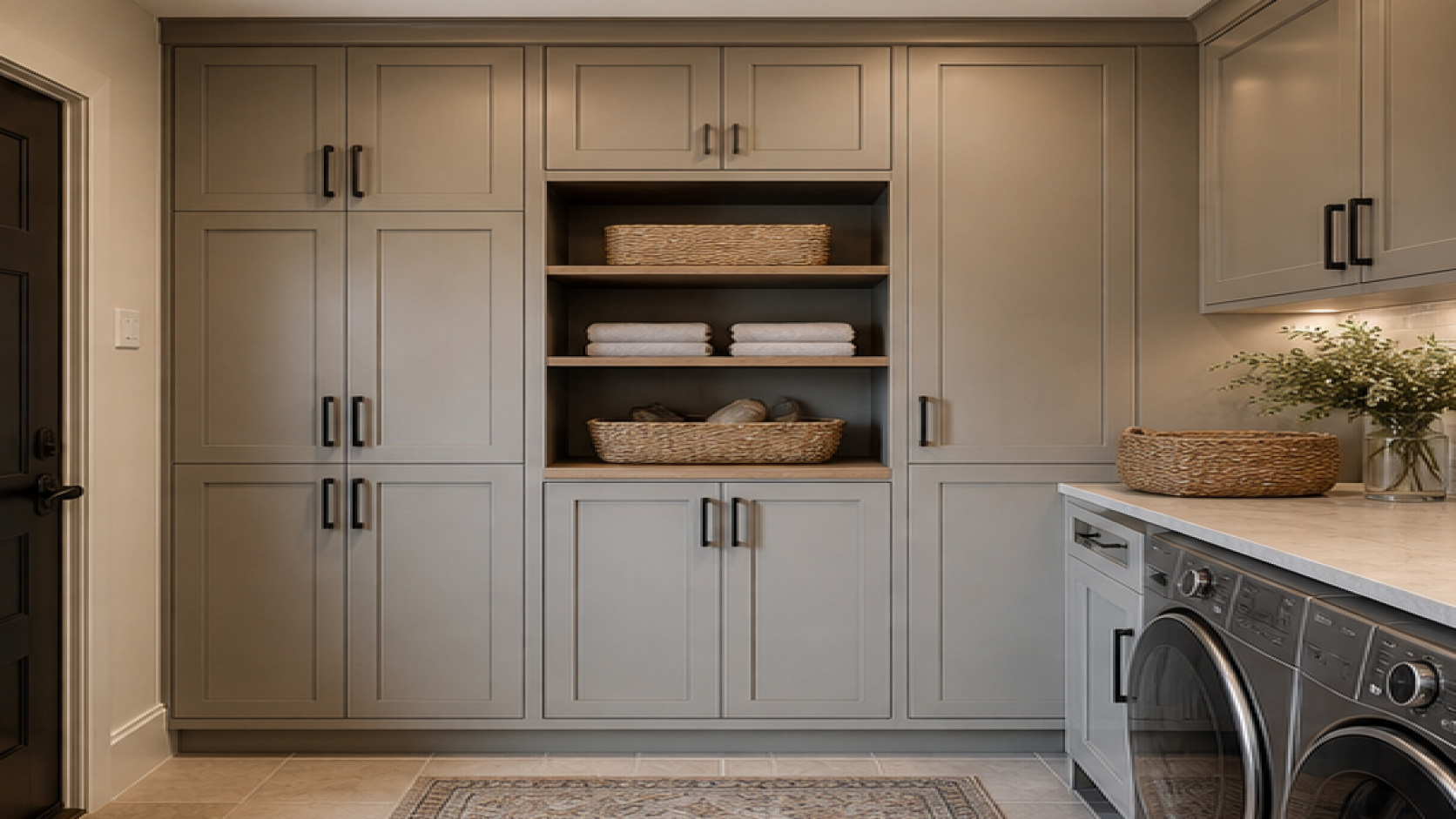Laundry Room Remodel Ideas with storage cabinetry