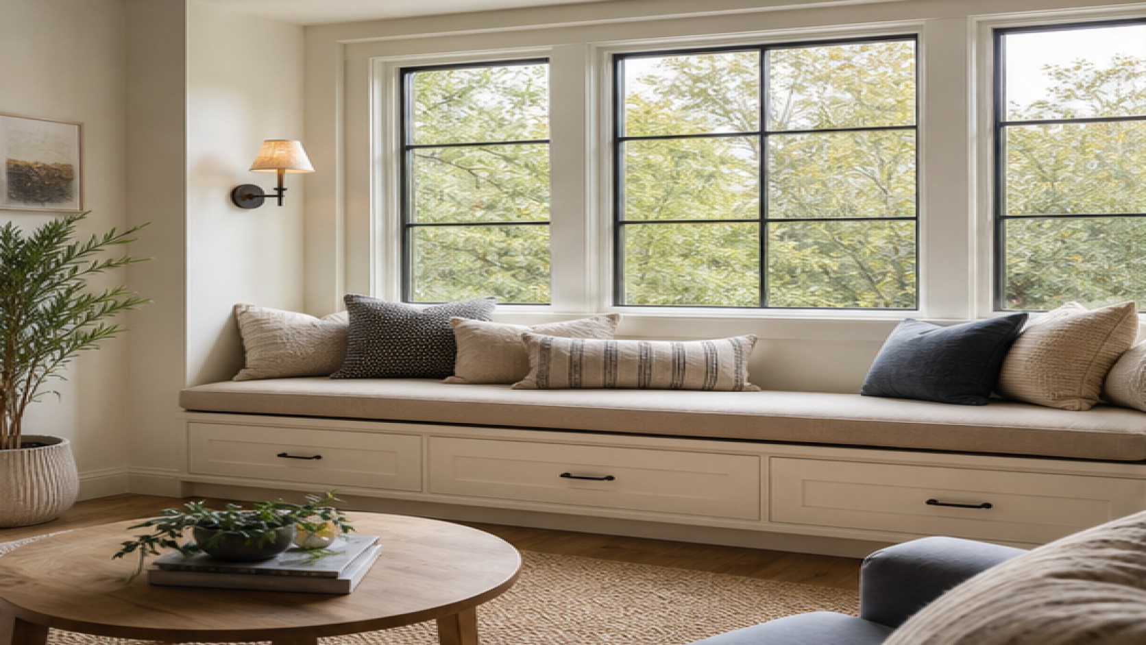 Living Room Remodel Ideas with a bench seat