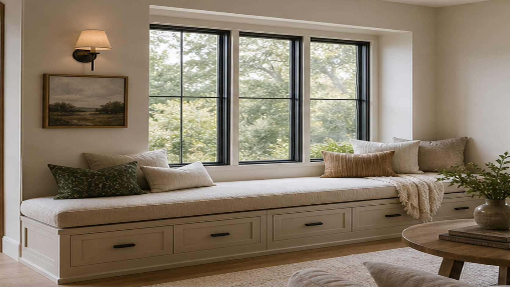 Living Room Remodel Ideas with a bench seat