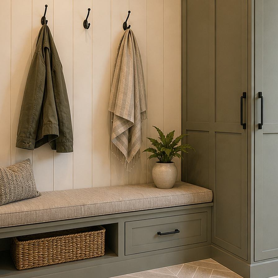 Mudroom Remodel Ideas planting and material detail