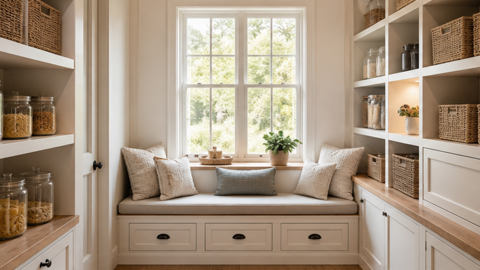 Pantry Remodel Ideas with a bench seat