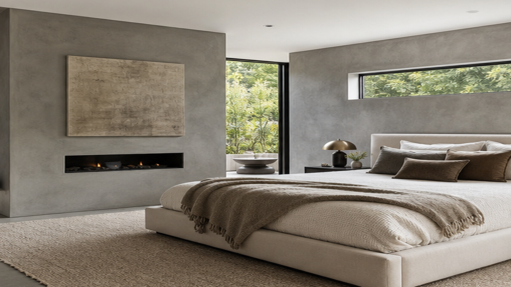 Primary Bedroom Remodel Ideas with a treated concrete finish