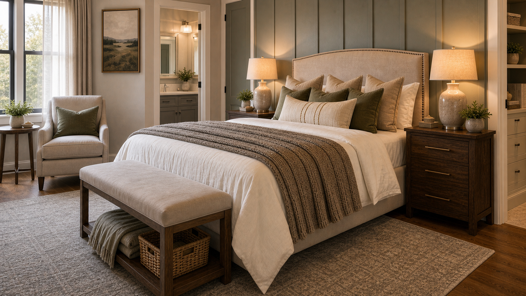 Primary Bedroom Remodel Ideas materials and planting