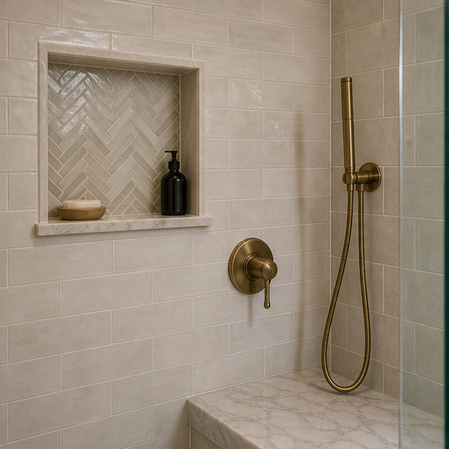 Shower Tile Ideas planting and material detail