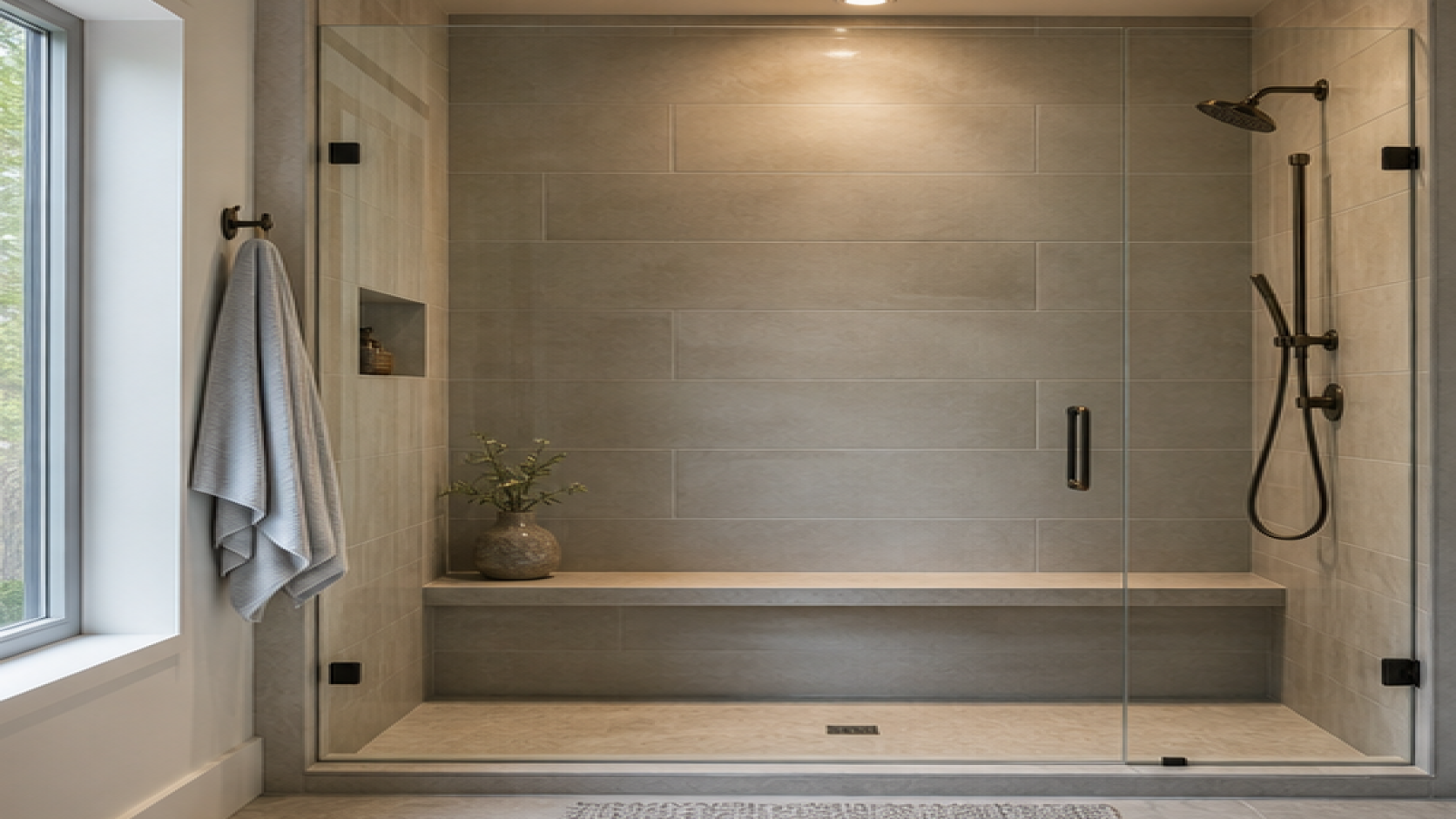 Shower Tile Ideas with a bench seat